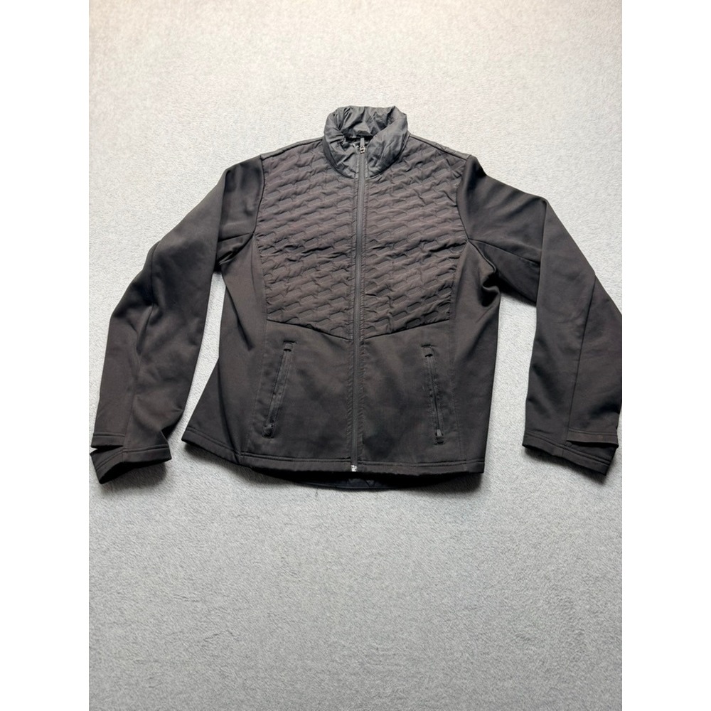 Mens Black Hybrid Quilted Softshell Full Zip Jacket Mock Neck Sz L D-1-6(3812)